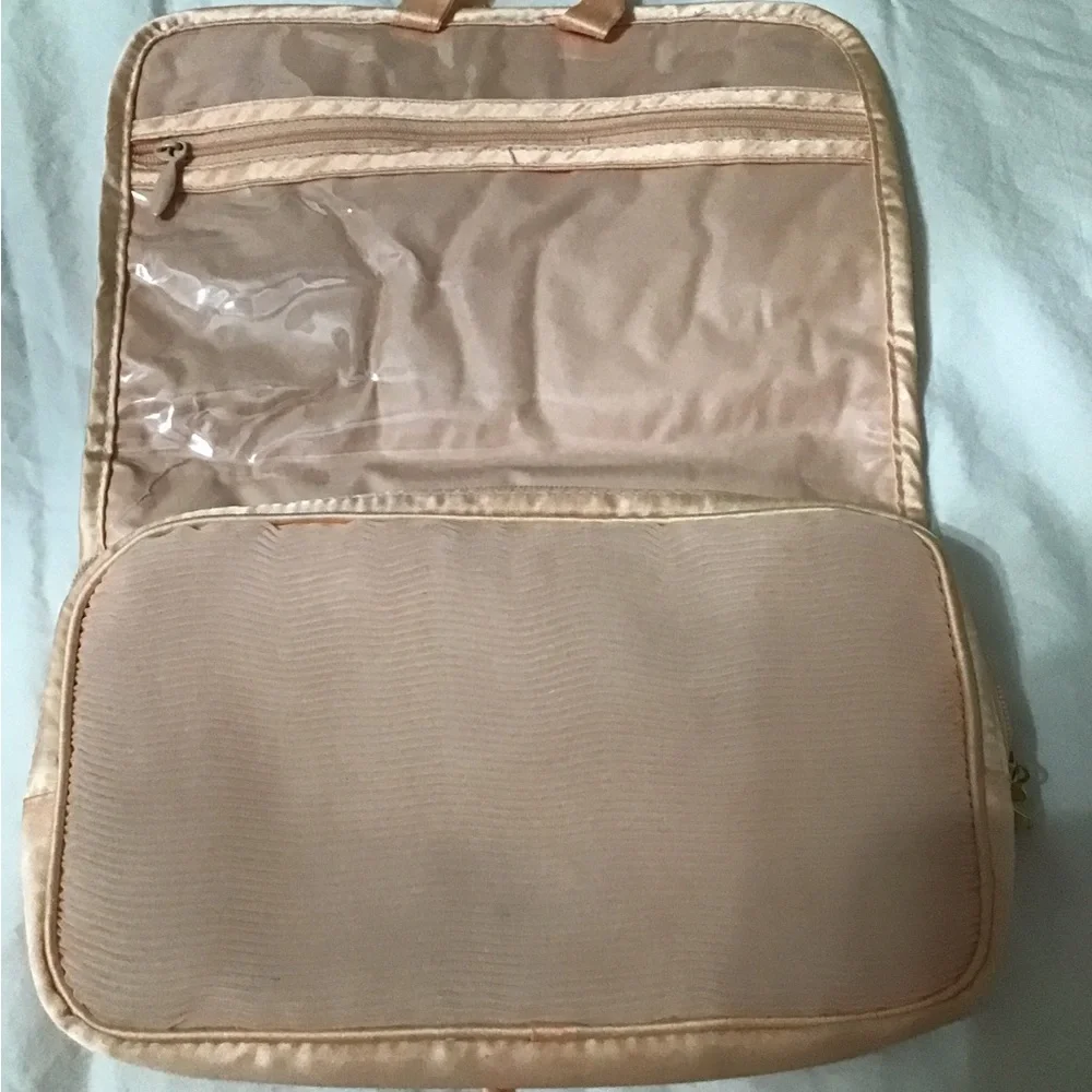 Peach Zippered cosmetic Pouch with Gold Accent